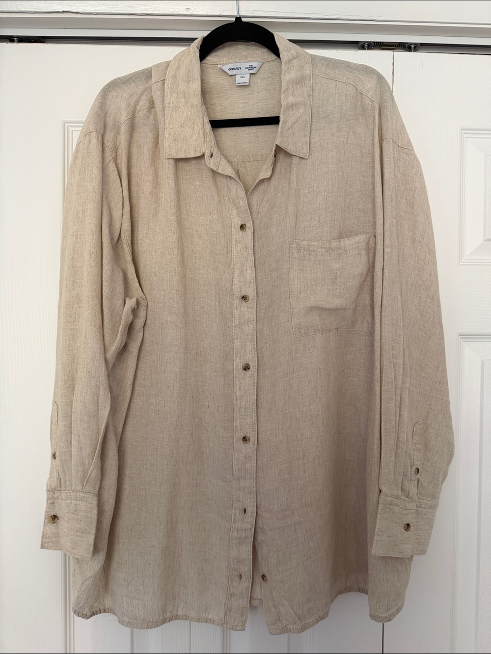 Old Navy Beige Linen Button-Down Shirt